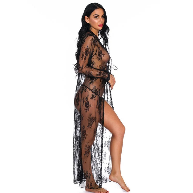 Kimono Féminin en Dentelle - Long et Transparent