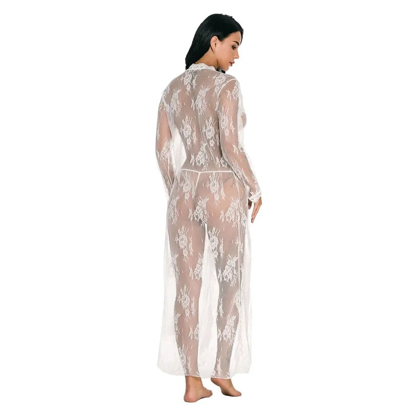 Kimono Féminin en Dentelle - Long et Transparent