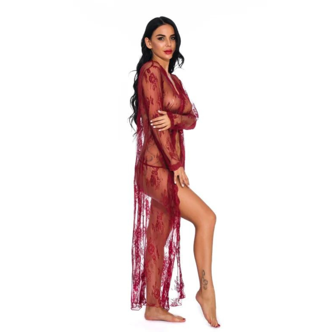 Kimono Féminin en Dentelle - Long et Transparent
