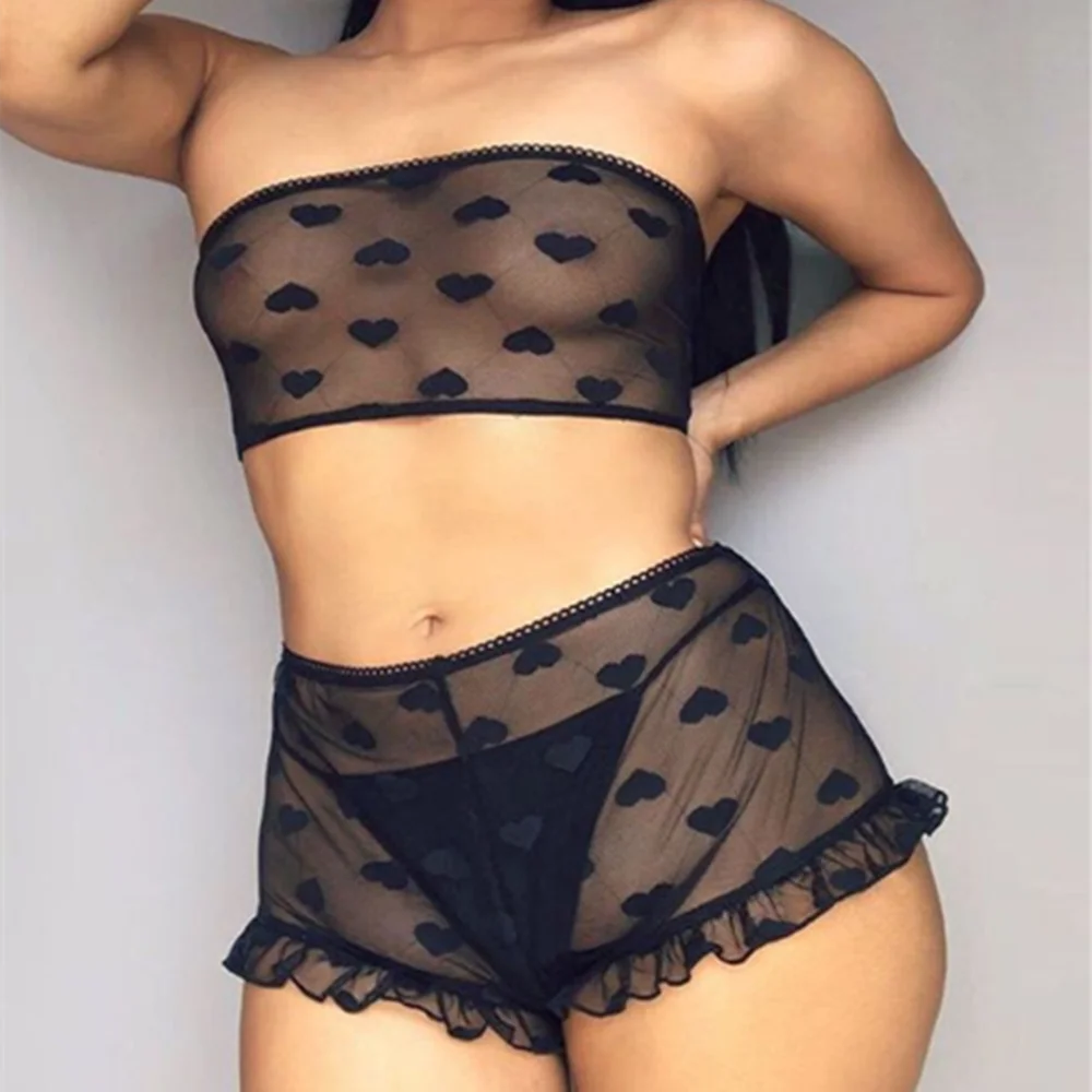Lingerie avec Cœurs - Maille Fine