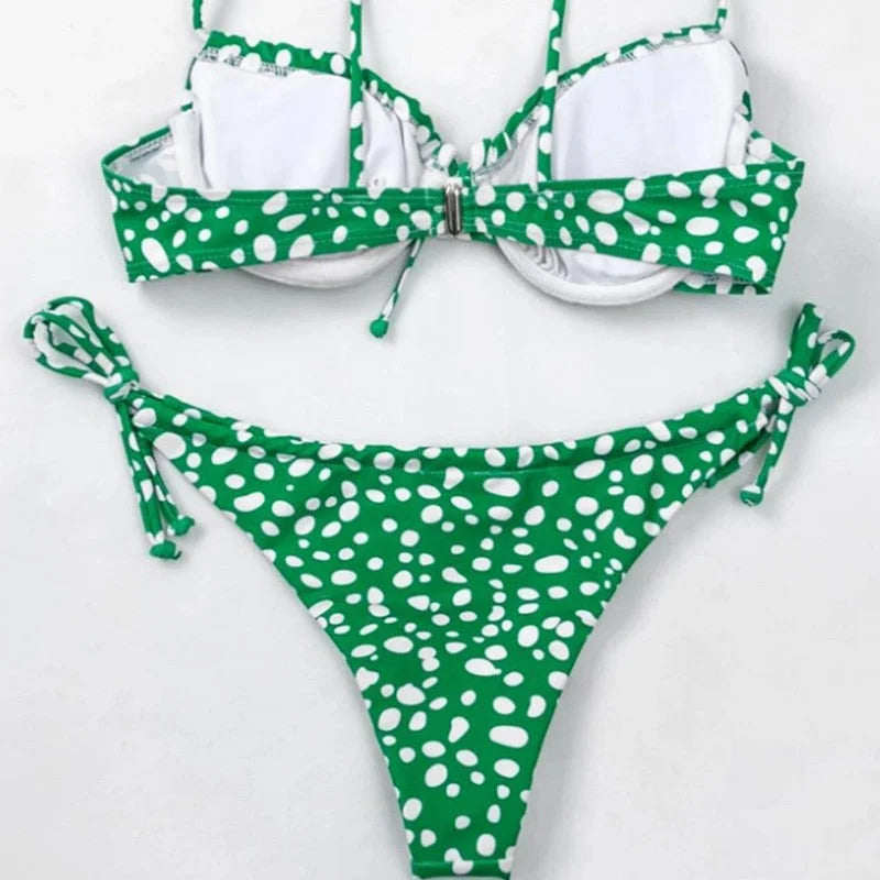 Maillot de bain deux pièces bikini à pois