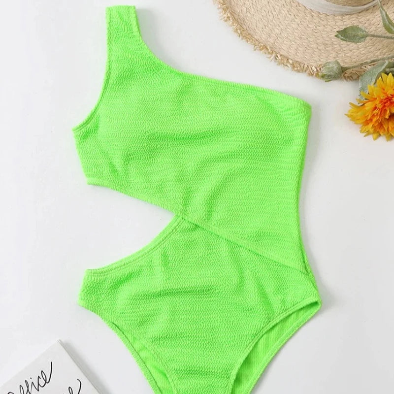 Maillot de bain une pièce rayé asymétrique
