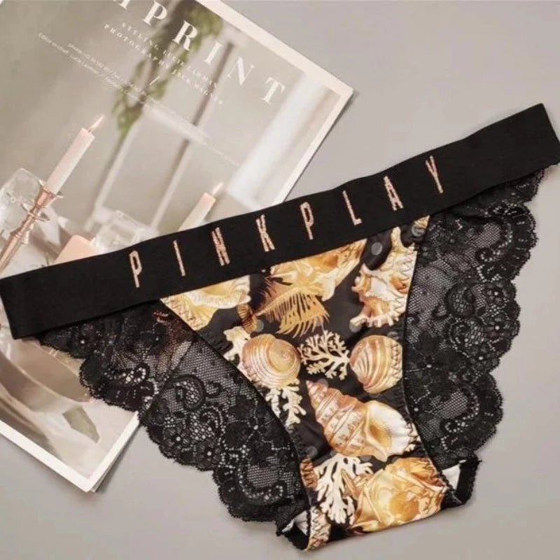 Marron Culotte Femme - Dentelle et Bande Large