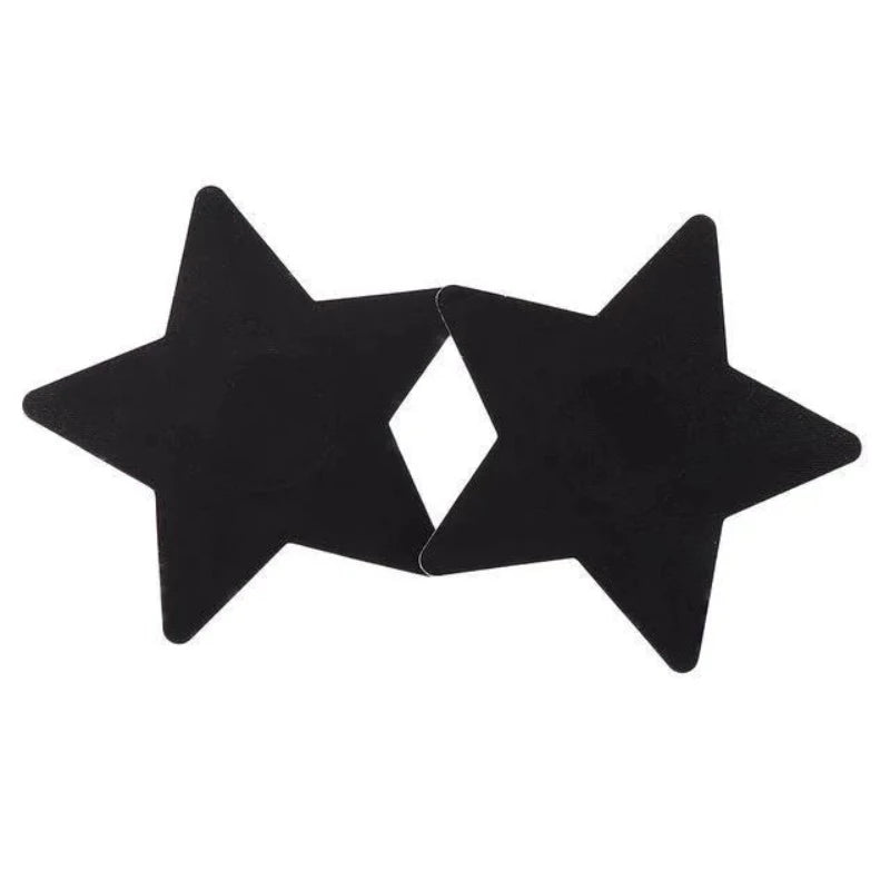 Noir Cache-tétons Autoadhésifs - Forme d'étoiles