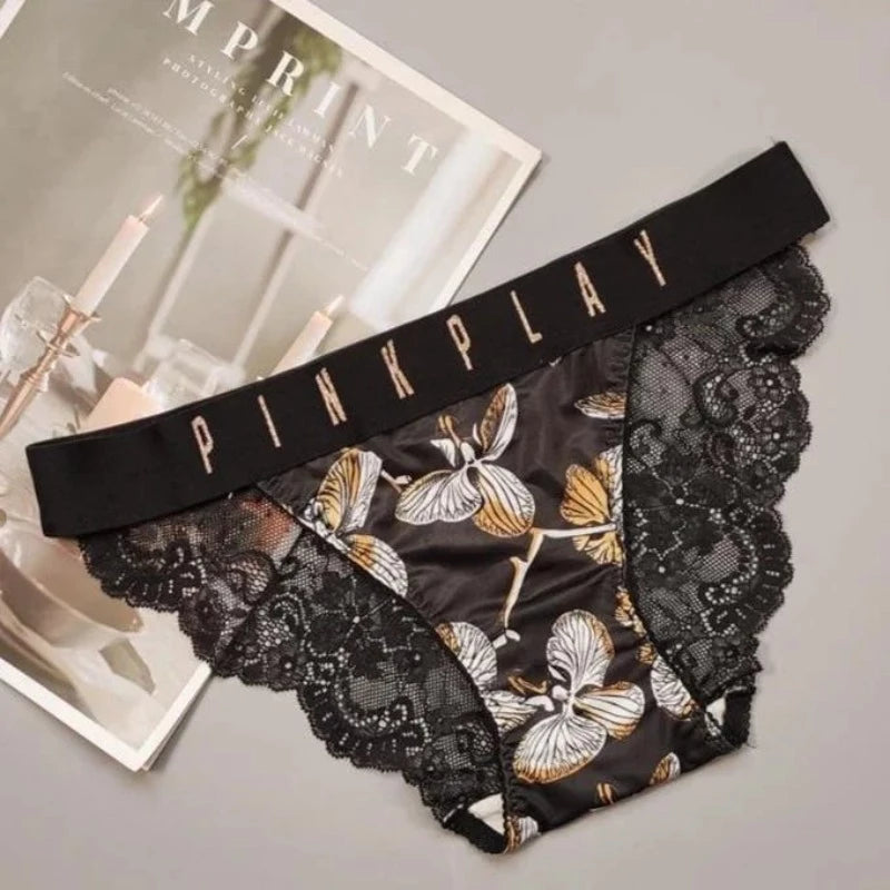 Noir Culotte Femme - Dentelle et Bande Large