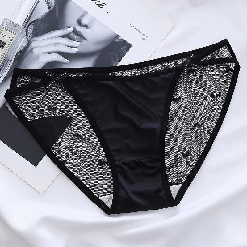 Noir Slip Femme avec Motif Cœur