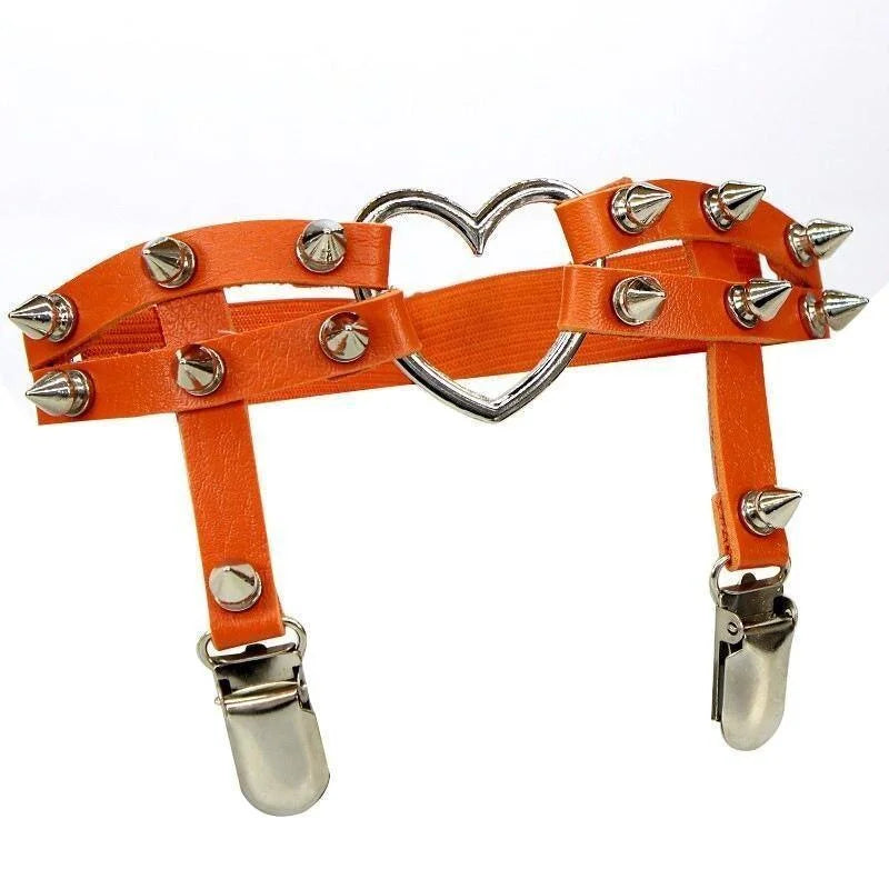 Orange Harnais pour la cuisse avec des pointes