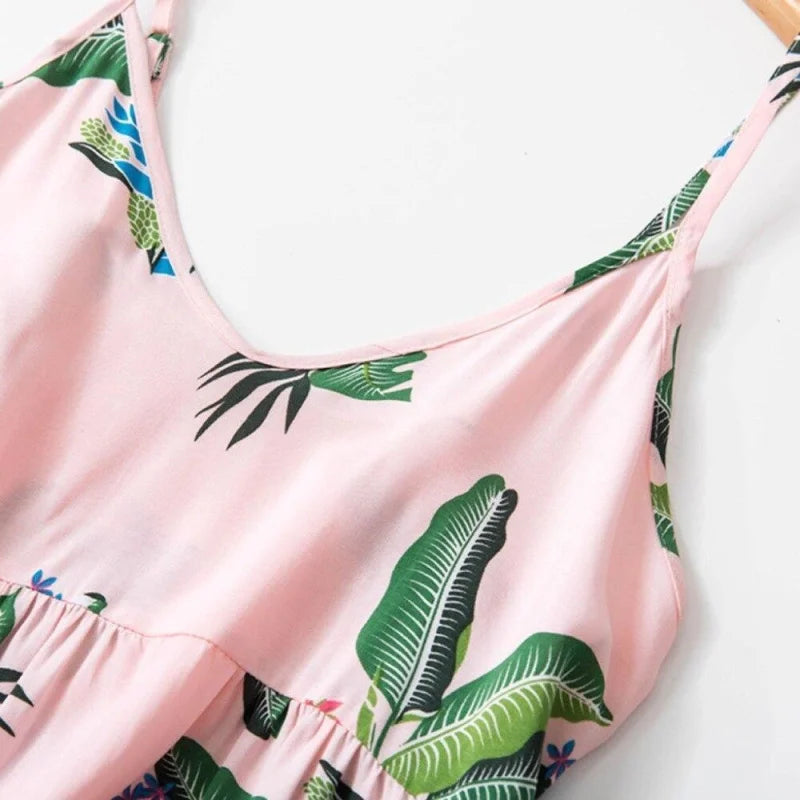Pyjama femme à motif feuille