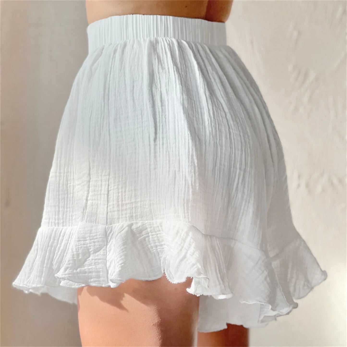 Pyjama femme deux pièces en coton à volants