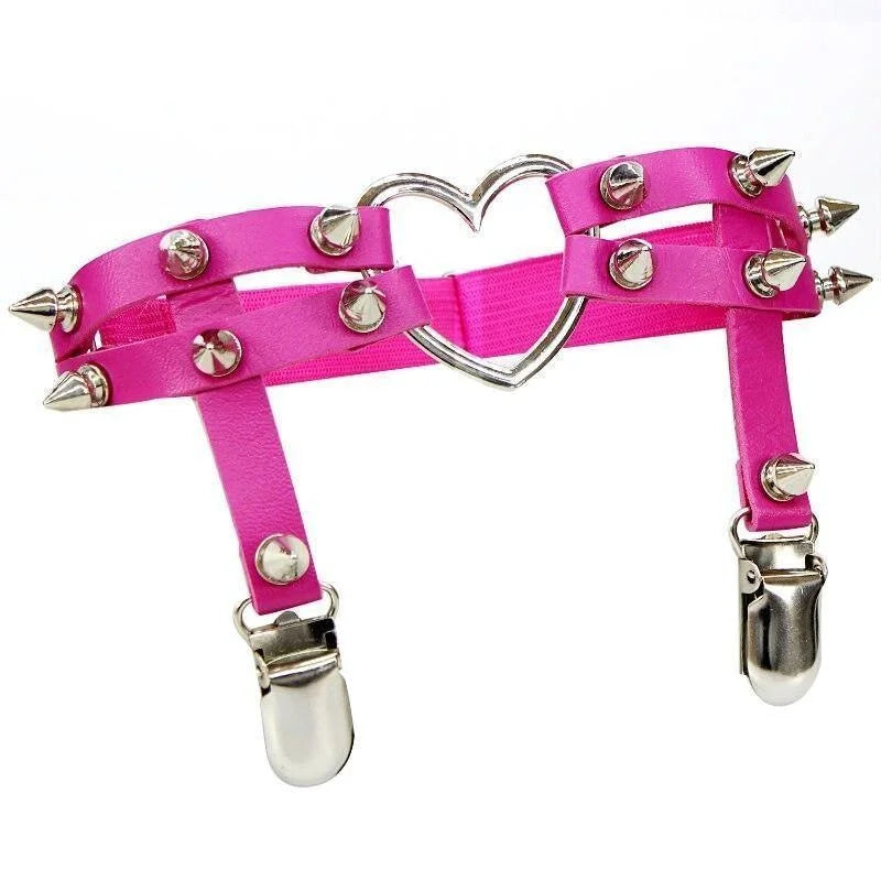 Rose foncé Harnais pour la cuisse avec des pointes