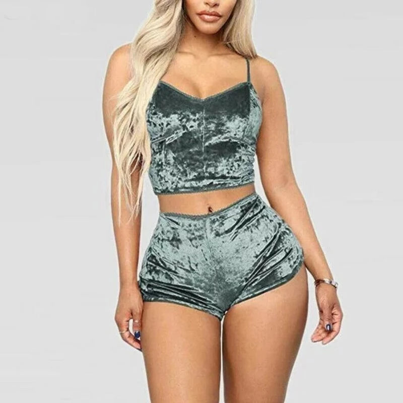 Vert clair Pyjama Femme - Moulant en Velours
