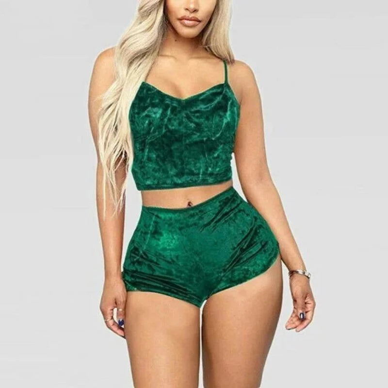 Vert Pyjama Femme - Moulant en Velours
