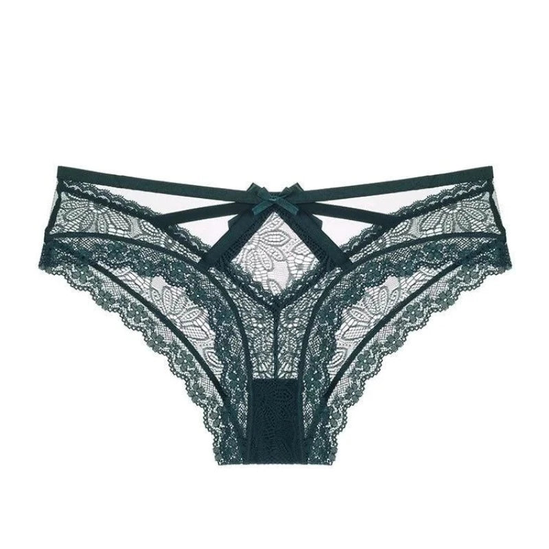 Vert String en Dentelle - Bandes Fines et Nœud