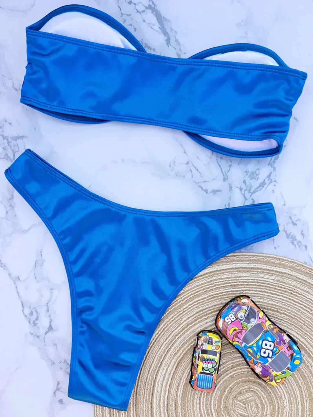 Maillot de bain deux pièces sans bretelles avec coussinets réglables
