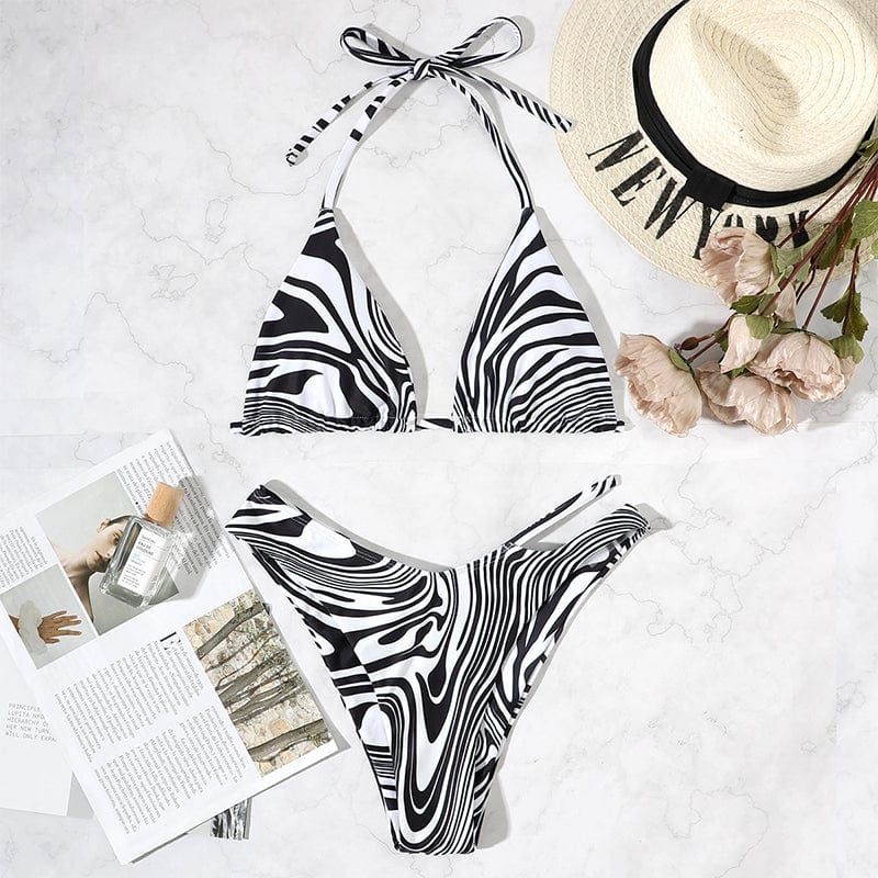 Two-piece bikini with adjustable cut