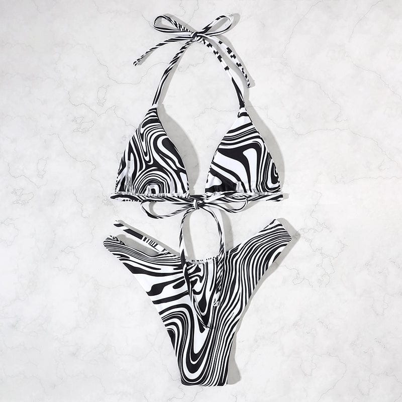 Two-piece bikini with adjustable cut