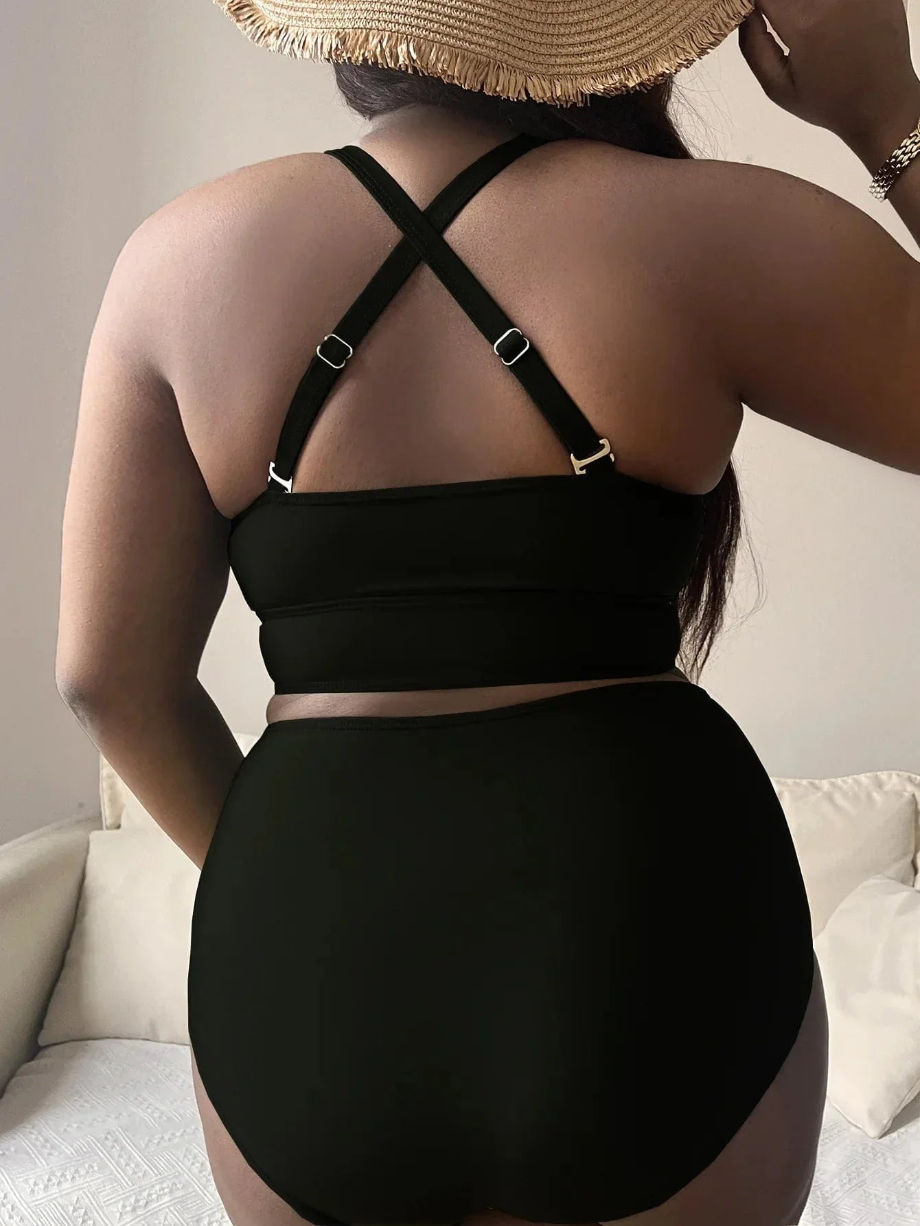 Maillot de bain deux pièces grande taille avec décolleté réglable