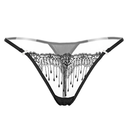 String en dentelle avec motif brodé