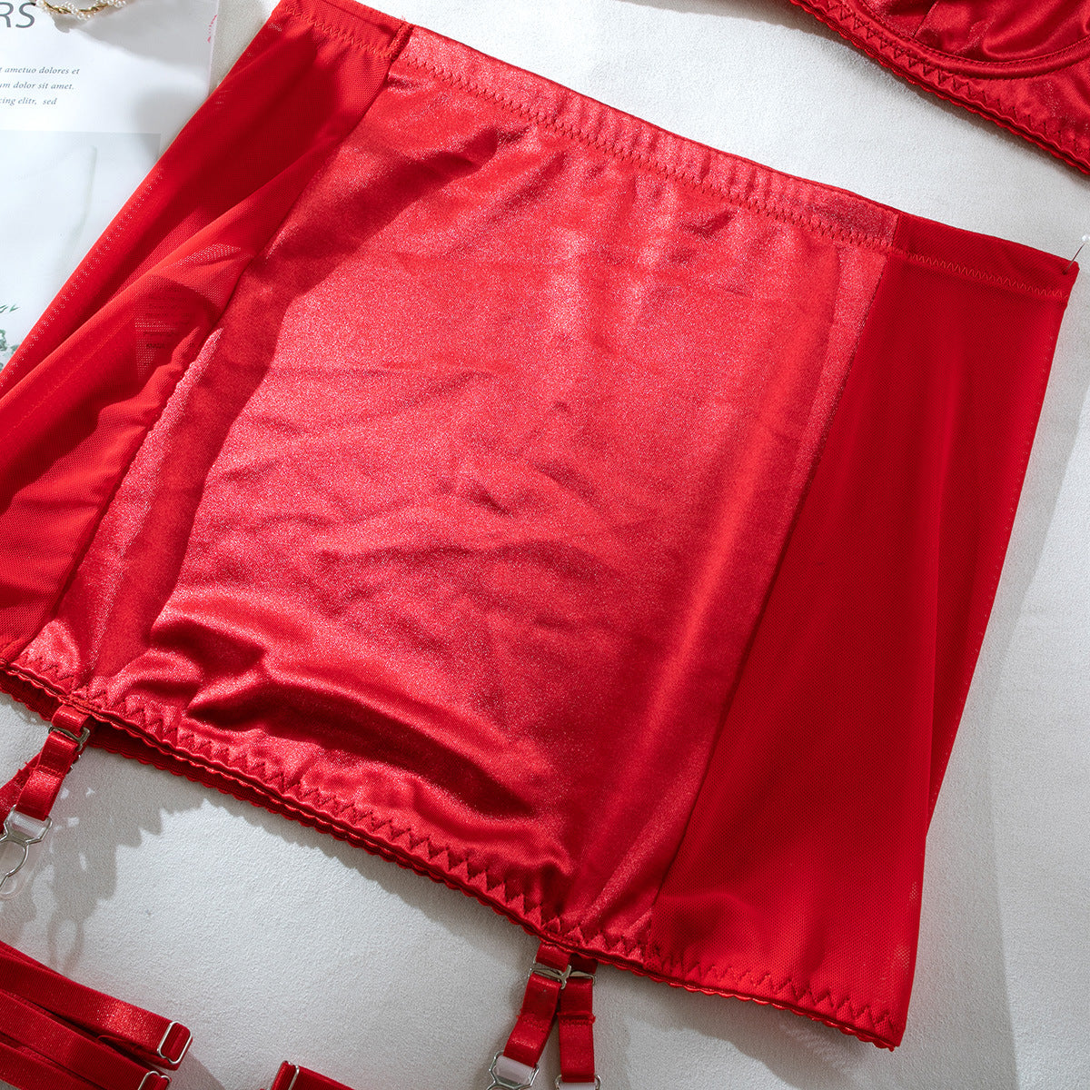 Luxurious satin lingerie set with a choker.