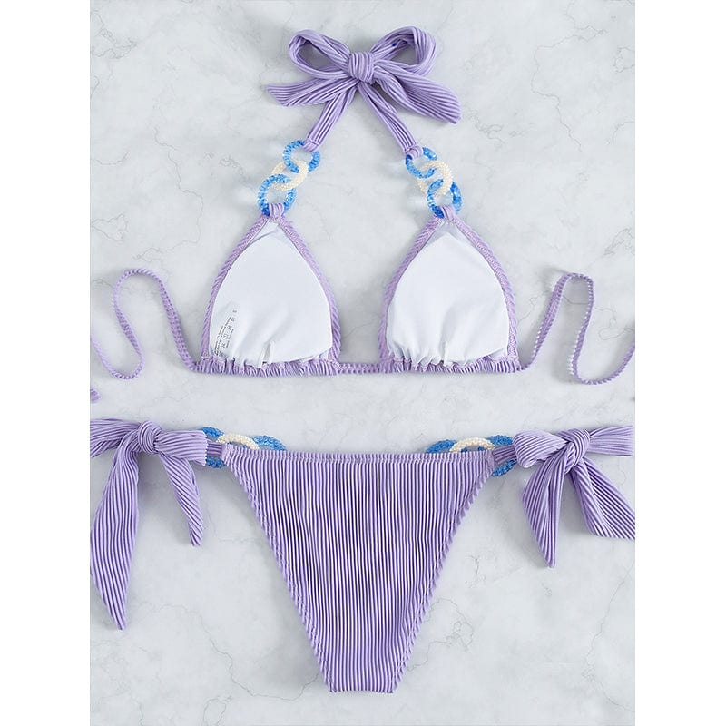 Bikini taille haute avec des anneaux décoratifs