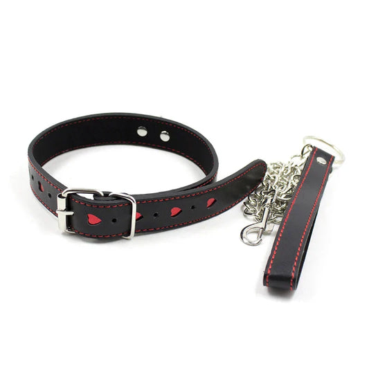 Collar with leash with adjustable length from 35 to 48 cm