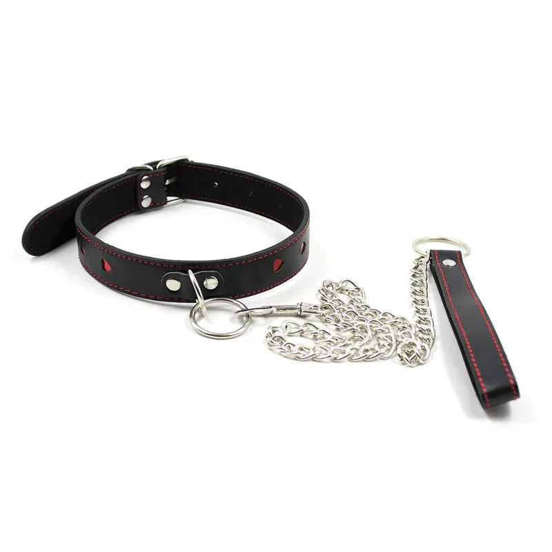 Collar with leash with adjustable length from 35 to 48 cm