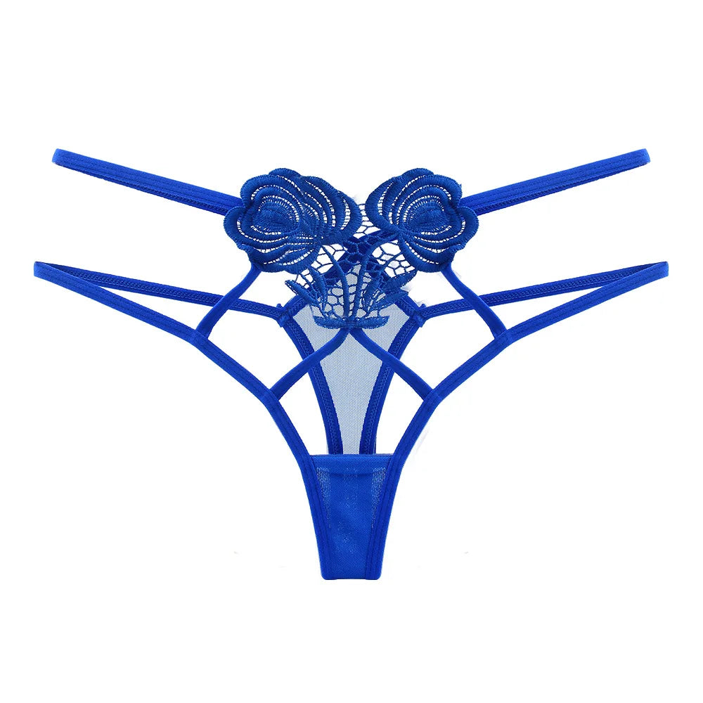 Thong with decorative roses on the front