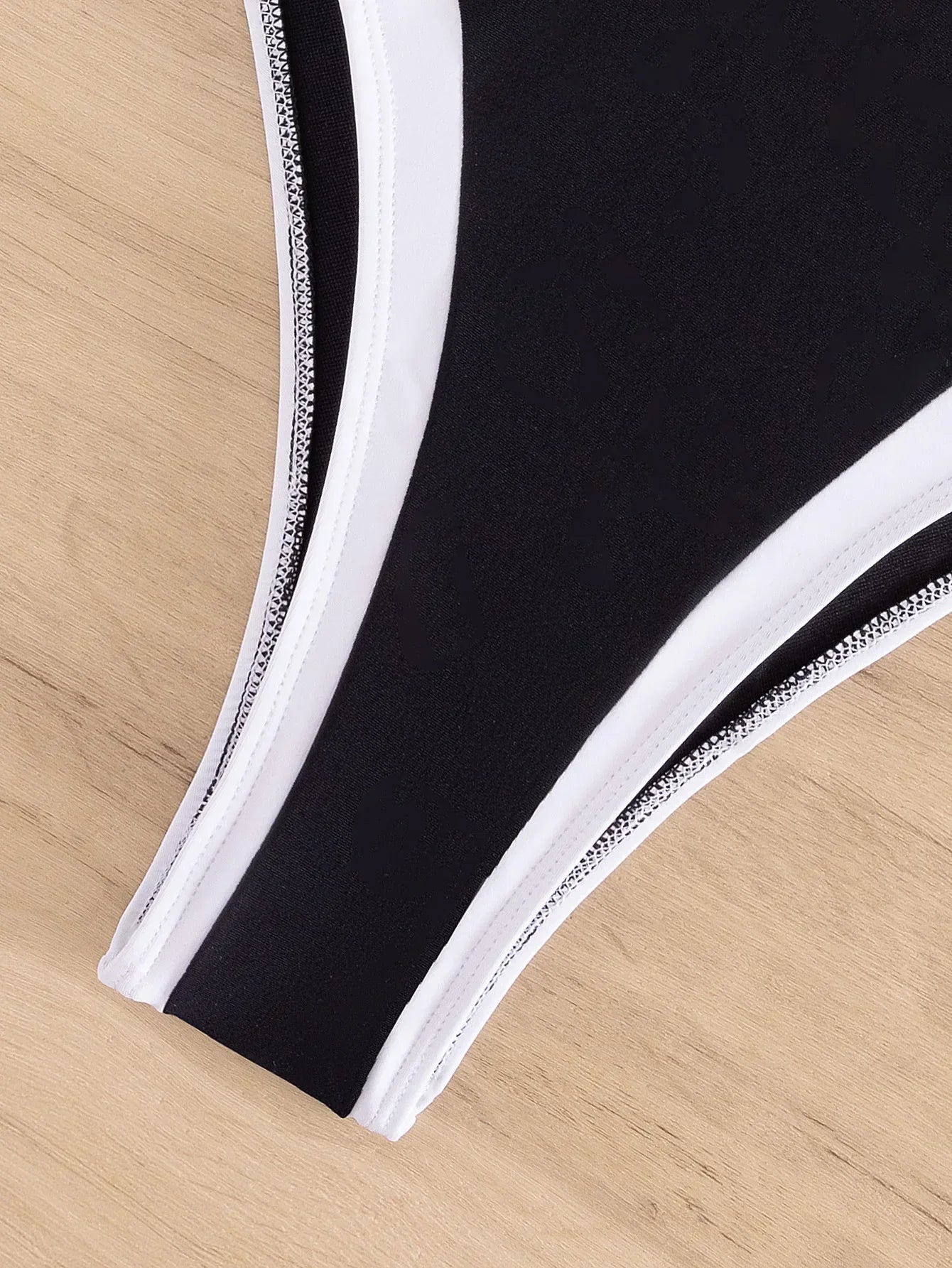 One-piece swimsuit with a plunging neckline