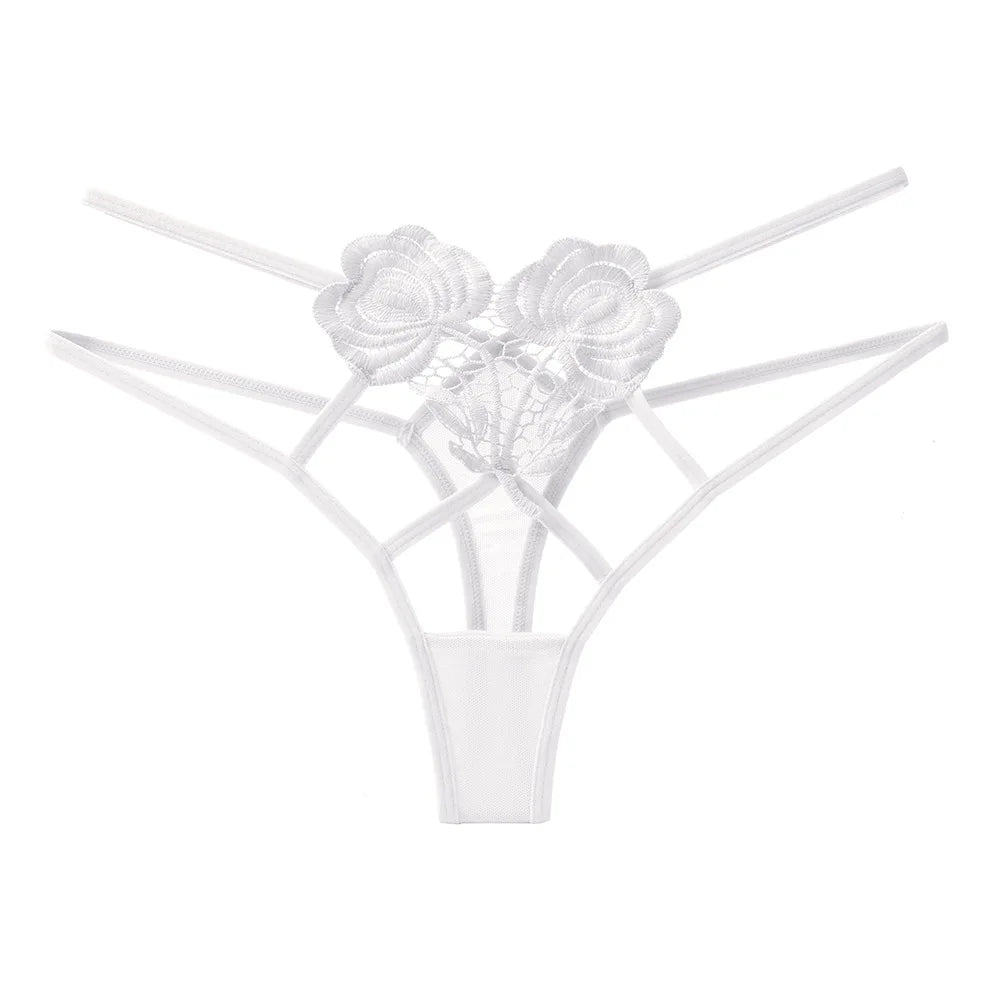 Thong with decorative roses on the front