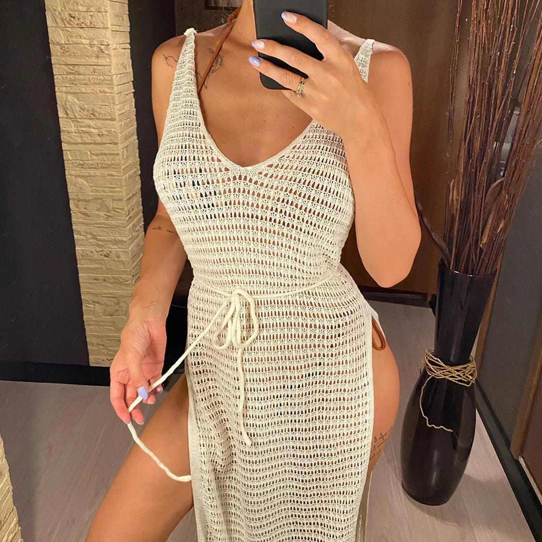 Robe de plage longue avec des bretelles réglables