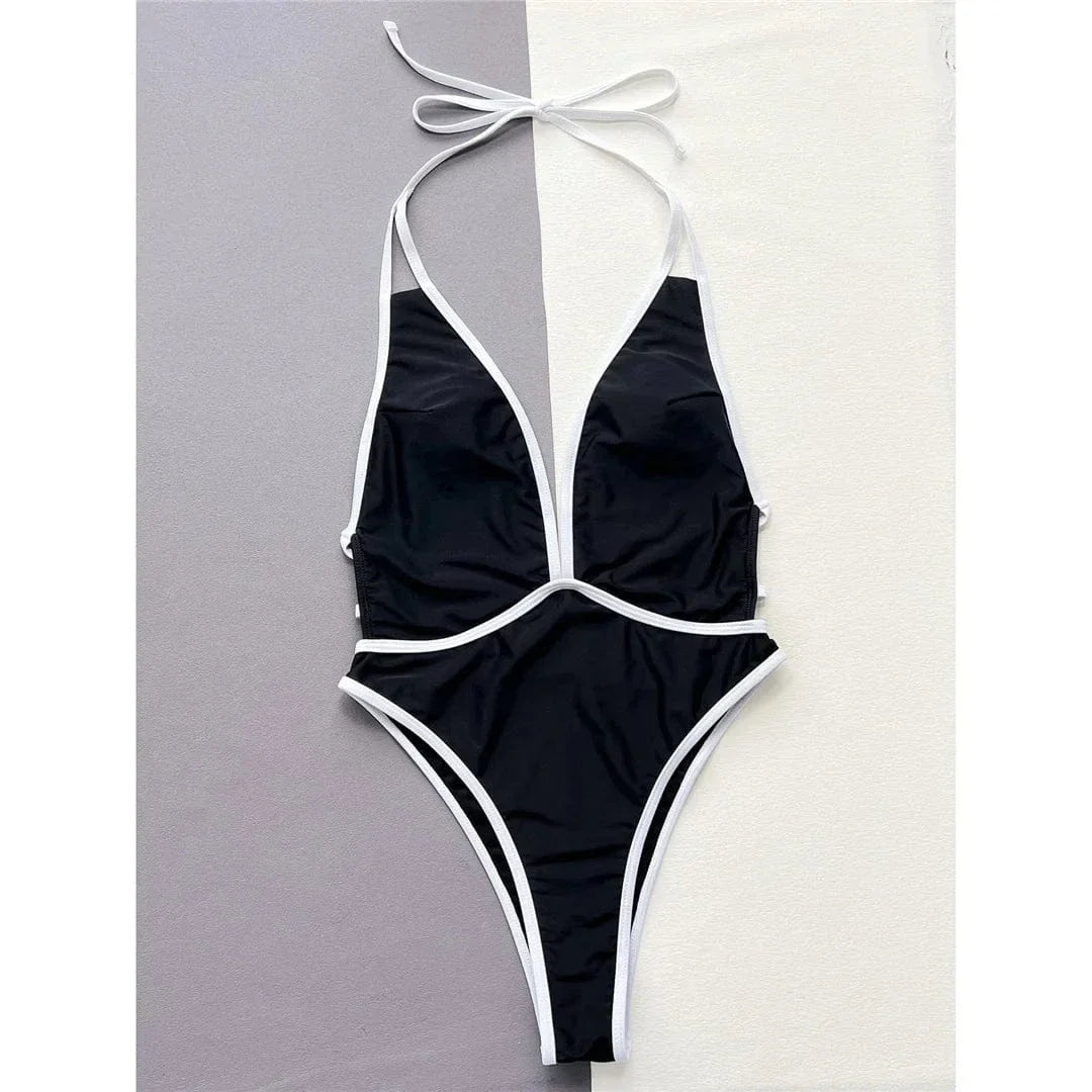 Maillot de bain une pièce à décolleté en V