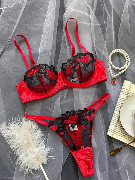 Ensemble de lingerie avec des ornements en dentelle en coupe push-up
