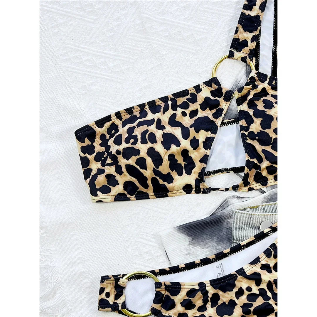 Maillot de bain deux pièces léopard