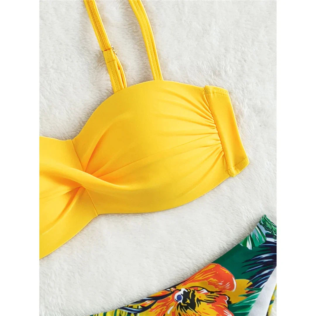 Maillot de bain deux pièces à motif floral