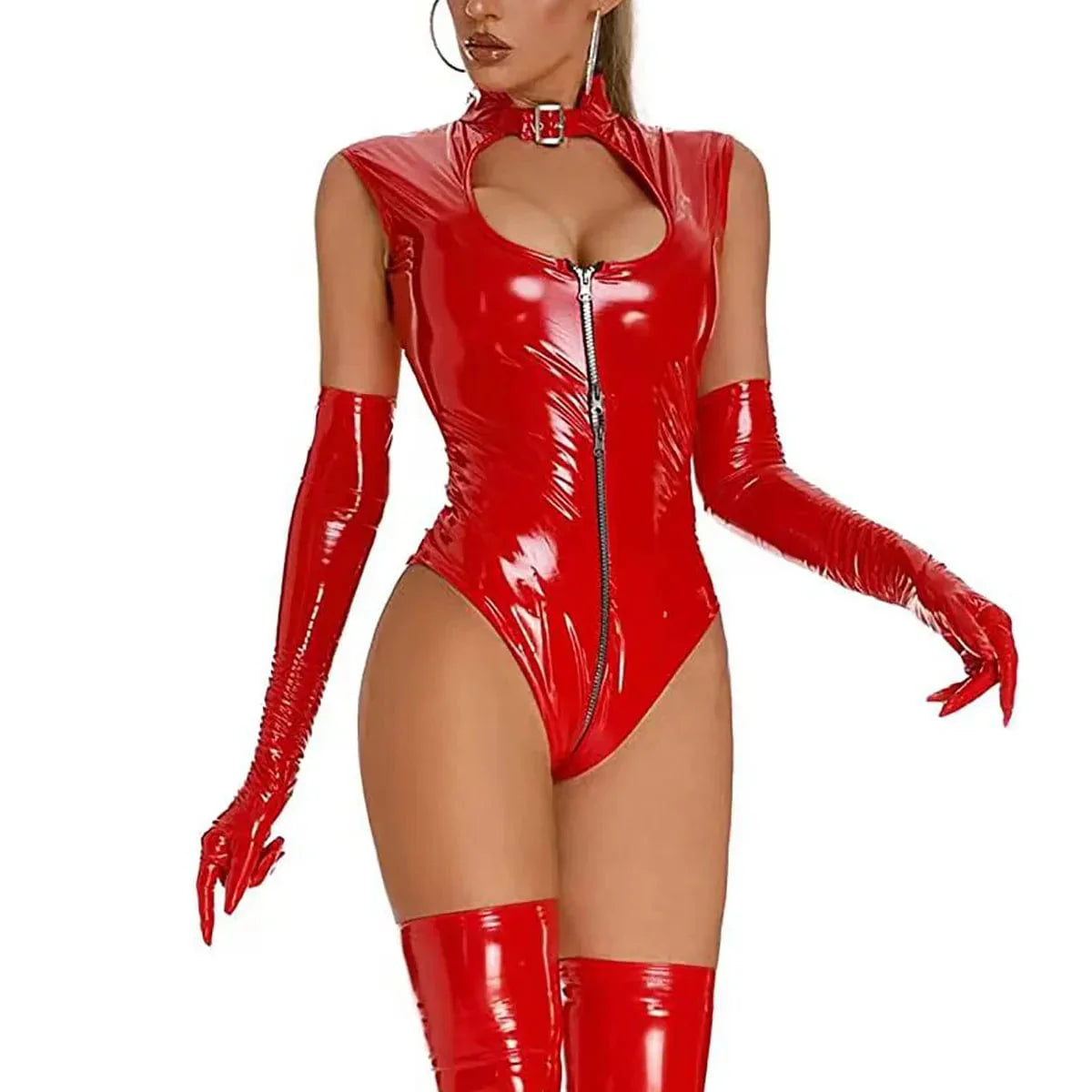 Body en latex avec un décolleté profond