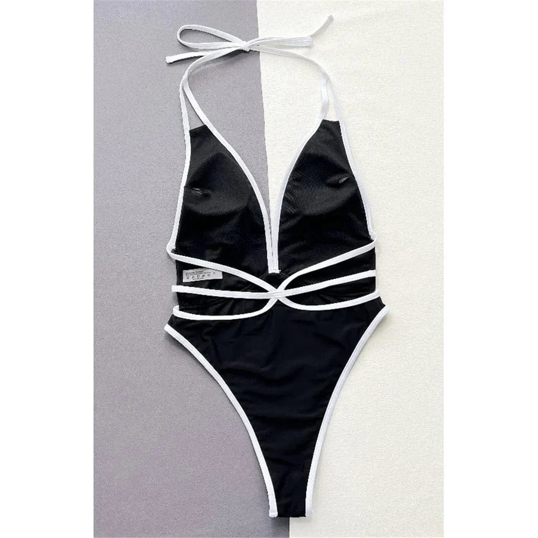 Maillot de bain une pièce à décolleté en V