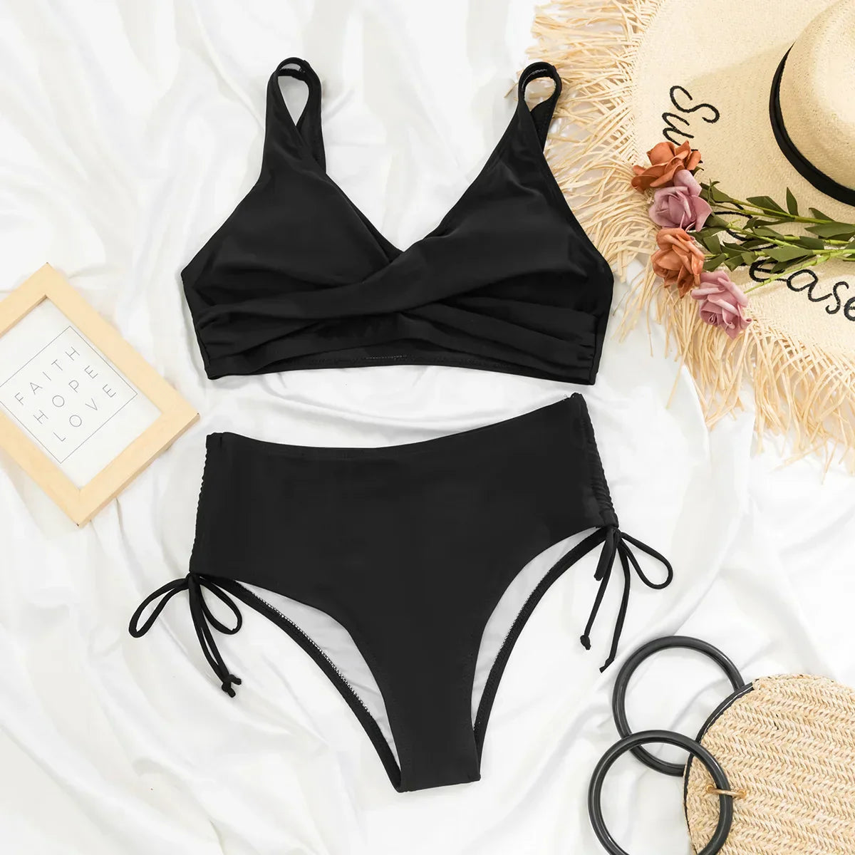 Maillot de bain deux pièces avec fronces