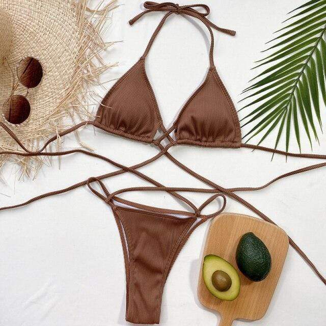 Maillot de bain deux pièces taille haute