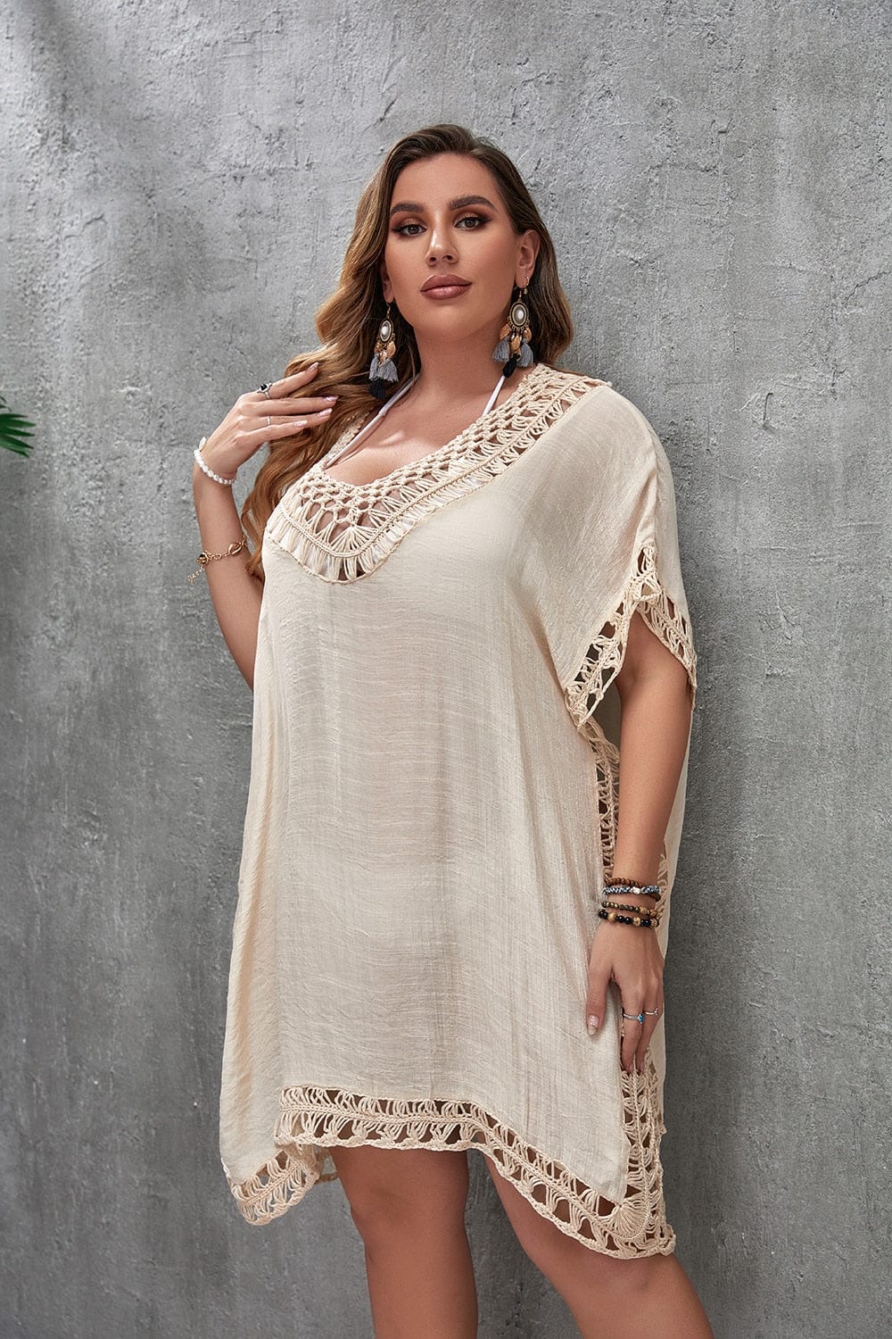 Plus size beach dress with side slit