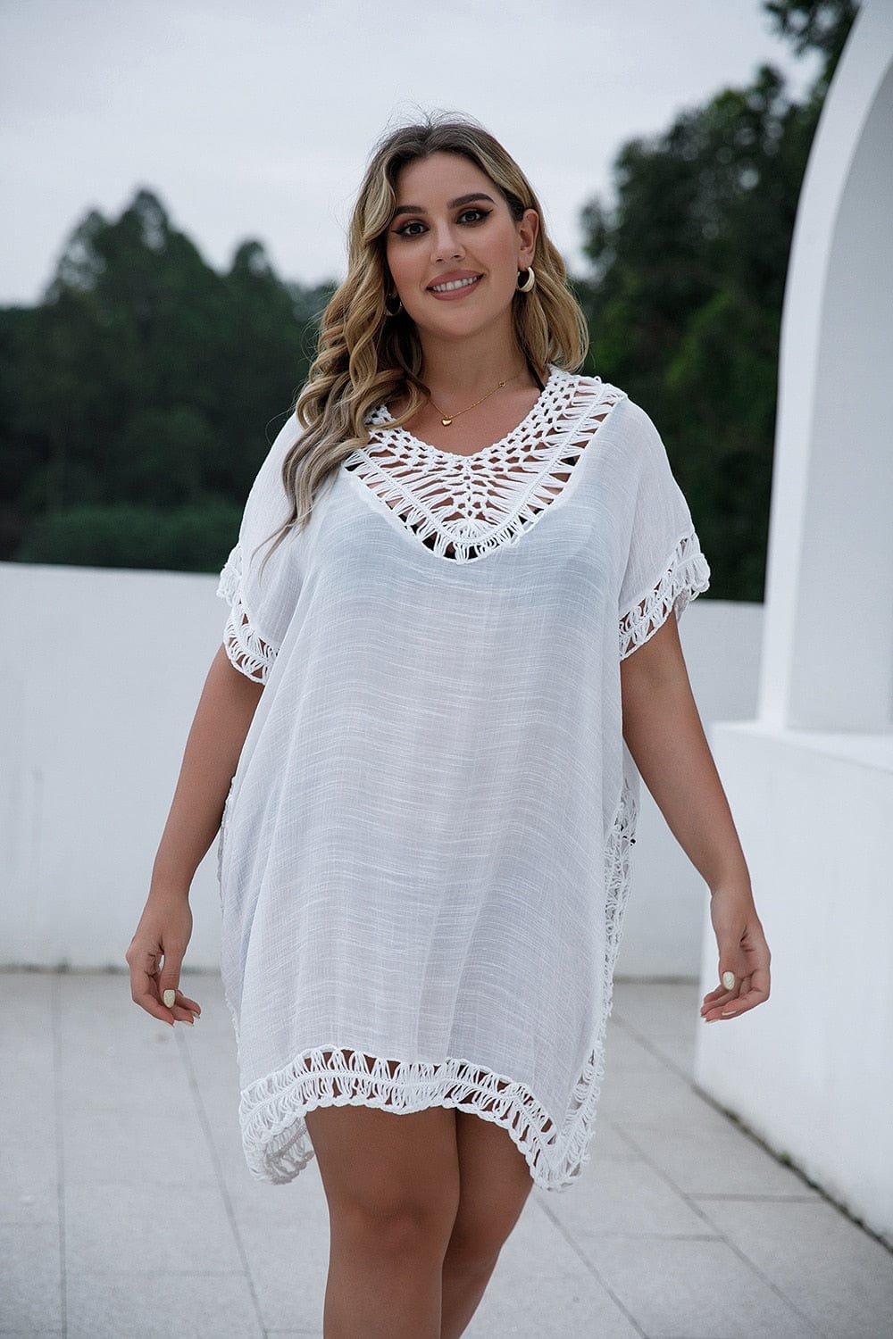 Plus size beach dress with side slit