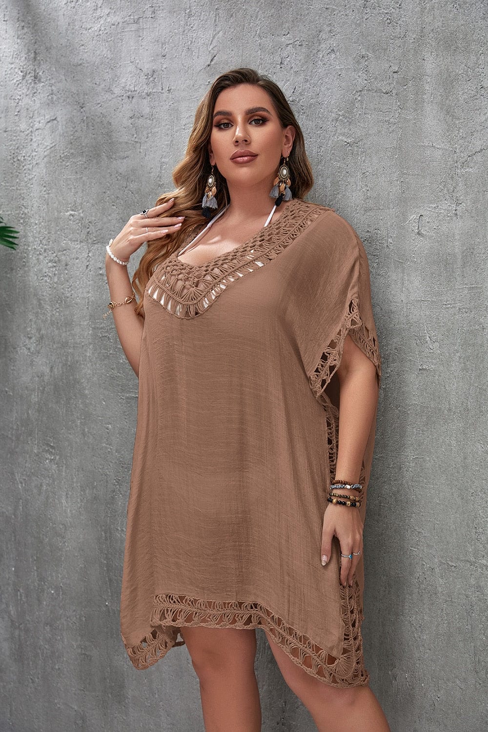 Plus size beach dress with side slit