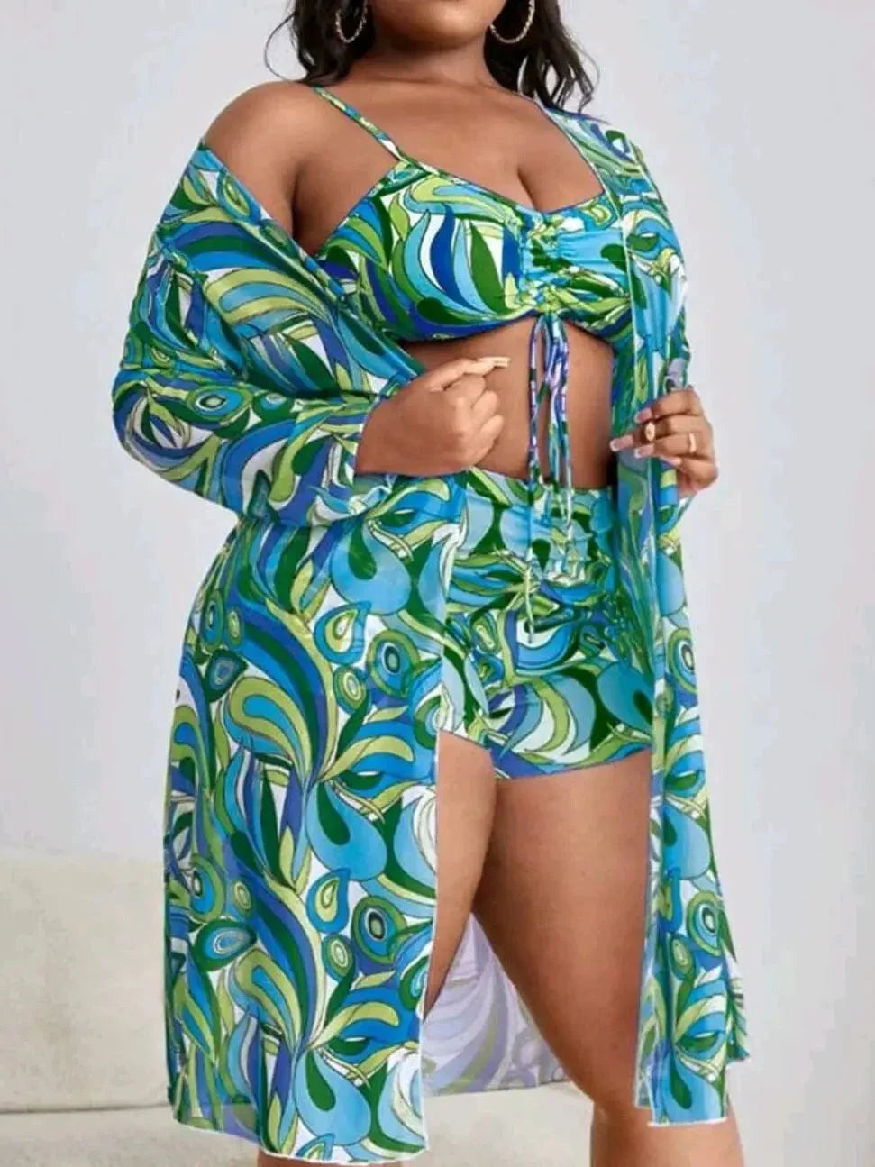 Maillot de bain deux pièces grande taille taille haute