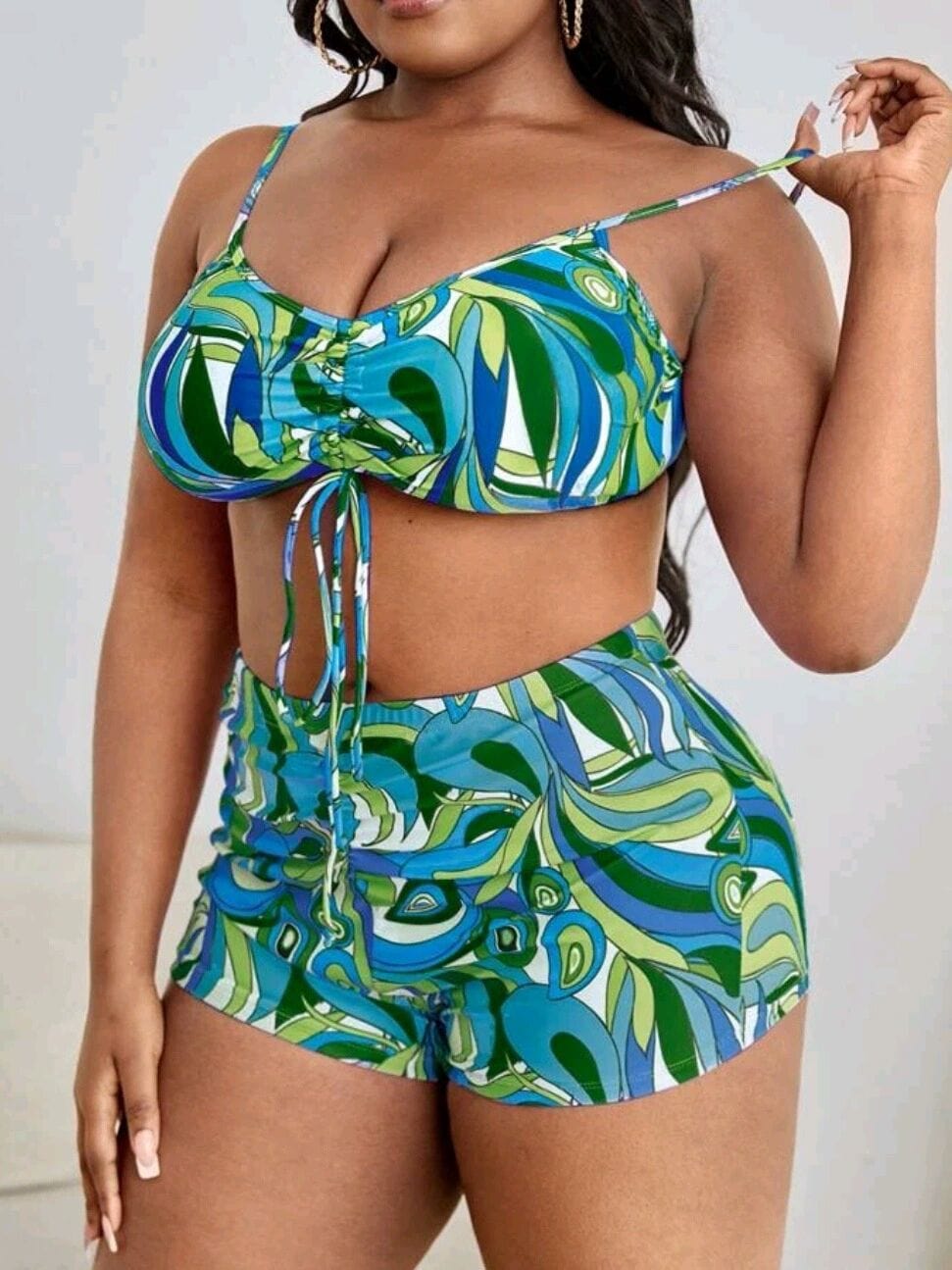 Maillot de bain deux pièces grande taille taille haute