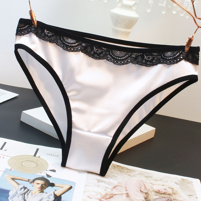 Blanc Culotte en satin avec dentelle