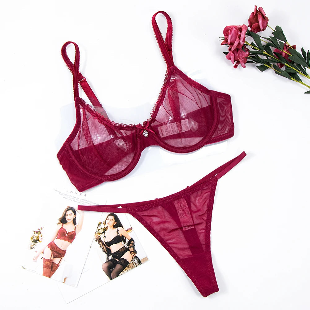 Bordeaux Lingerie fine et Transparente - Ensemble 2 Pièces