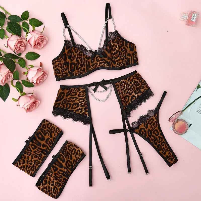  Ensemble lingerie imprimé léopard