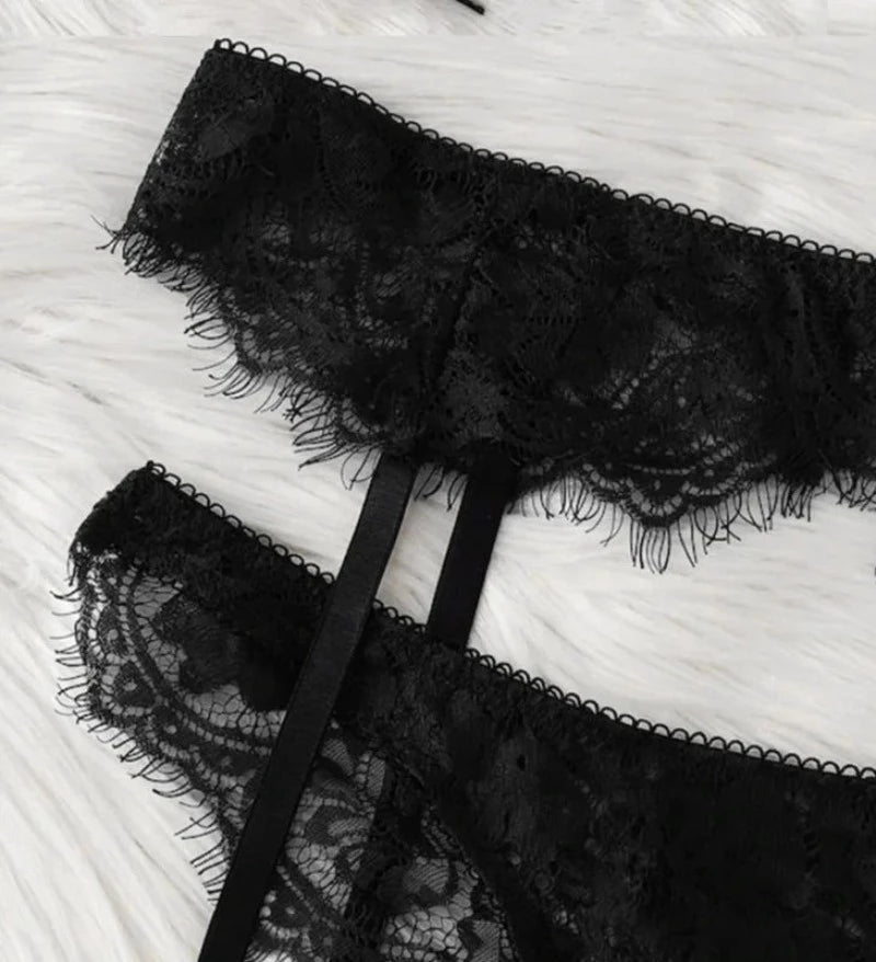  Lingerie En Dentelle Ajustable - Ensemble 3 Pièces