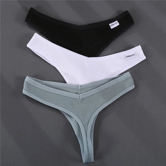 Multicolore String Femme en Coton - pack de 3