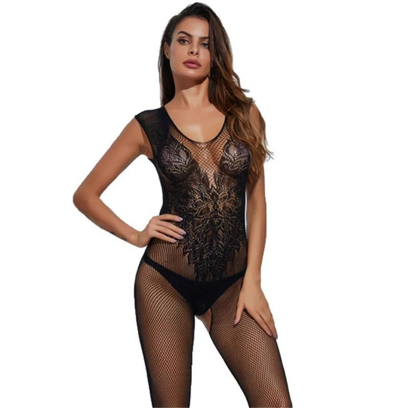 Noir Bodystocking avec un thème d'ange