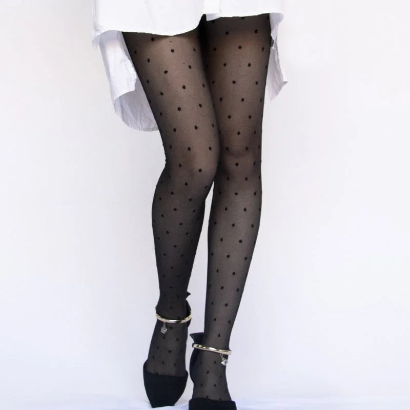 Noir Collants femme à pois